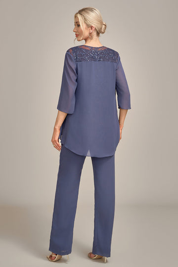 Stormy 3-częściowe garnitury z szyfonowej koronki dla matki spodni